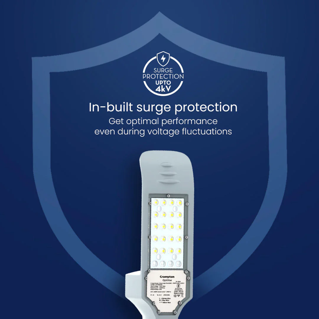 Crompton 30W Optistar LED Street Light | Cool White 6500K | IP66 Waterproof Energy Efficient Outdoor Lighting - Image 3