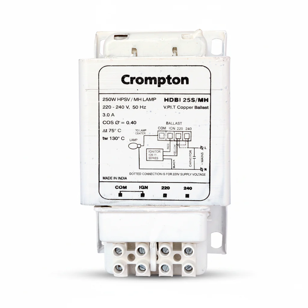 Crompton 400W HPSV/MH Ballast | Heavy-Duty Copper Wound Control Gear | Reliable HID Lamp Choke for Street & Industrial Lighting
