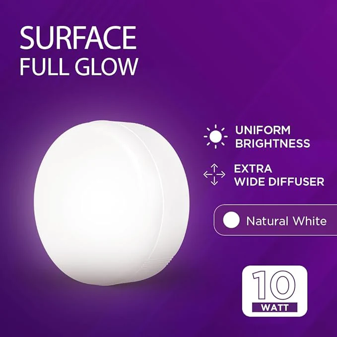 EcoLink 10W Surface LED Ceiling Light | Surface Full Glow Ceiling Light for Home & Hall | Surface Lights for Ceiling | Natural White - Image 2