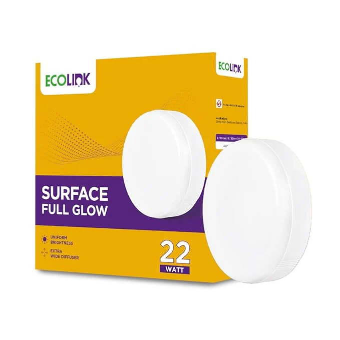 EcoLink 22W Surface LED Ceiling Light | Surface Full Glow Ceiling Light for Home & Hall | Surface Lights for Ceiling | Cool Day Light