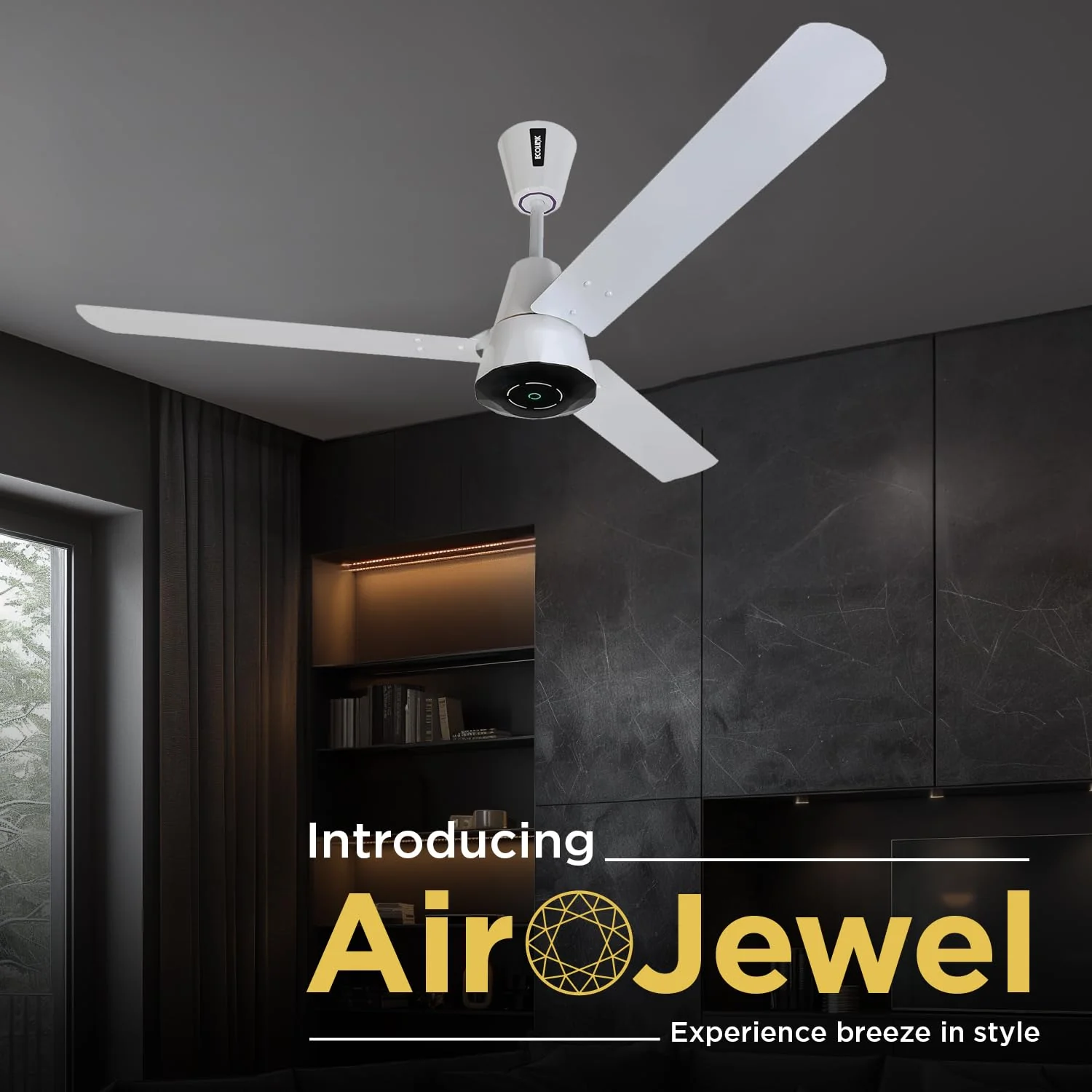 Ecolink Airojewel Pearl White BLDC Ceiling Fan | Energy Saving, Remote Control, Premium Gold Finish - Image 3