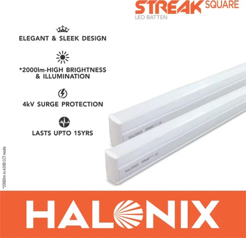 Halonix 20W LED Batten Light 4Ft Pack of 20 | Streak Square LED Tubelight | 6500K Cool Daylight | LED Tube for Home & Office - Image 6