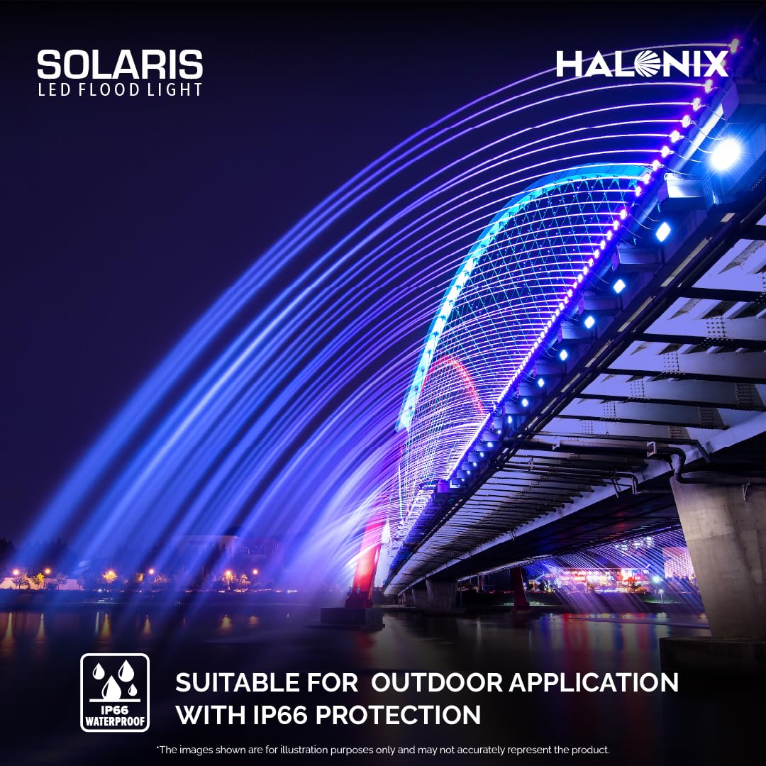 Halonix Solaris 100W LED Flood Light | Cool White 6500K | Aluminium Body | IP66 Waterproof Outdoor Light - Image 2