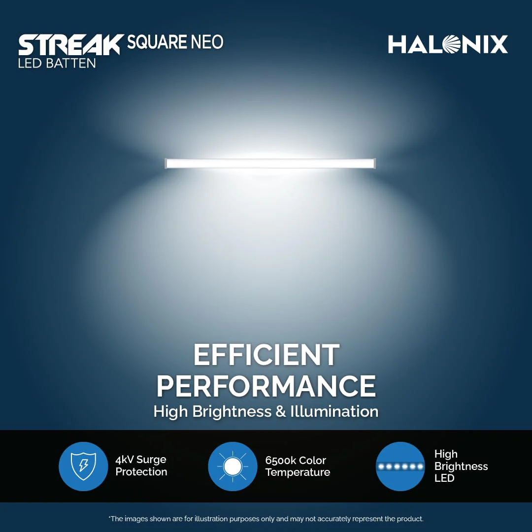 Halonix 20W LED Batten Light 4Ft Pack of 20 | Streak Square LED Tubelight | 6500K Cool Daylight | LED Tube for Home & Office - Image 3