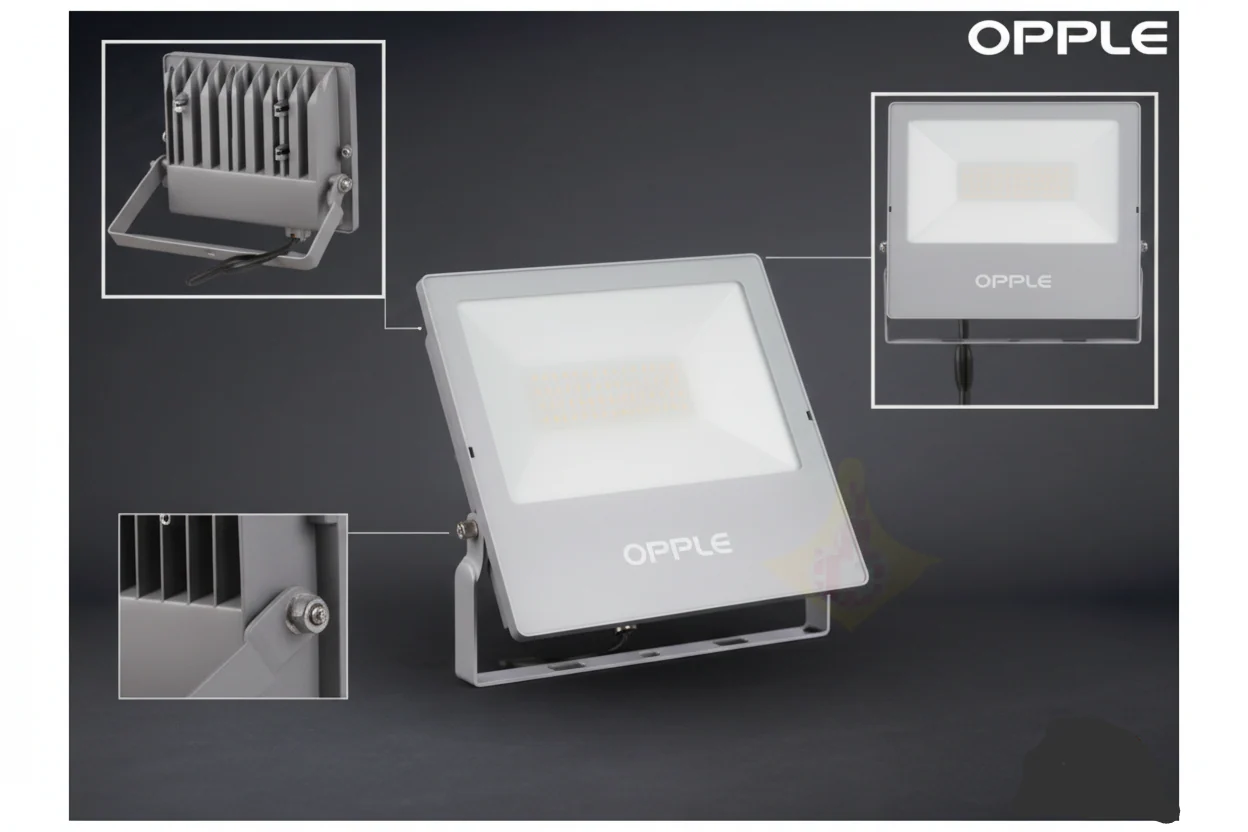 OPPLE 50W LED Floodlight | 6500K Cool Daylight | 50W GP-EMC, 4000lm, CRI80, 120D| IP66 Waterproof - Image 3