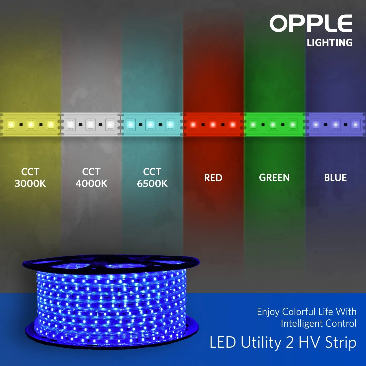 Opple LED Strip 2835 | 6W per Meter, 45m Roll, Blue Flexible Decorative Lighting - Image 2