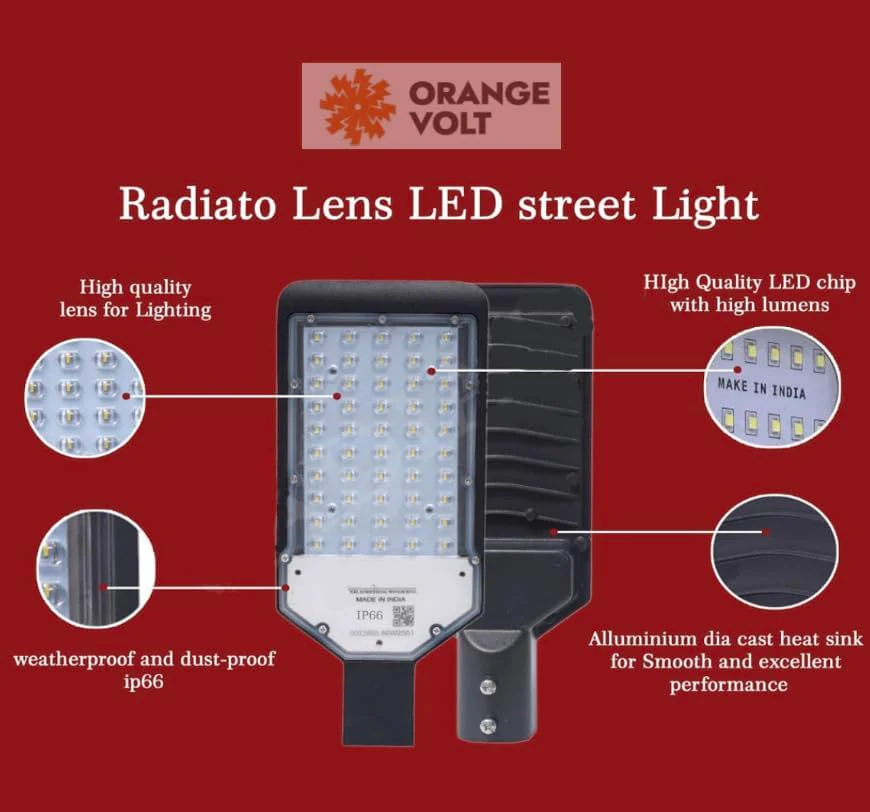 OrangeVolt 30w Street Light | Cool White 6500K | IP66 Waterproof with PC lens Diffuser Cover Outdoor Lighting - Image 3