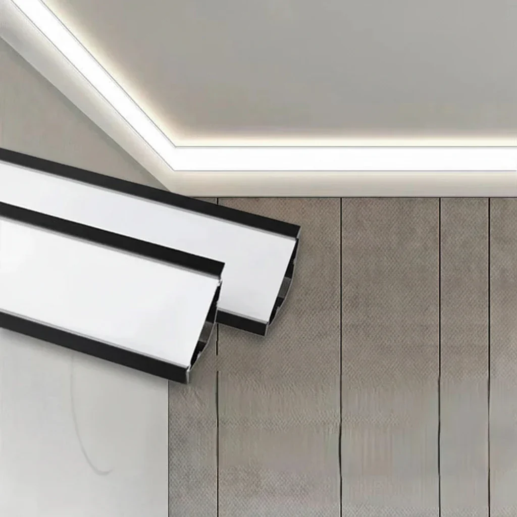 OrangeVolt Black Aluminium Corner Profile Light Channel 3 meter For Interior, Rooms, Office, Gyms, Salon, Hotel | Single Led Strip Light Corner Profile (LED light not included)