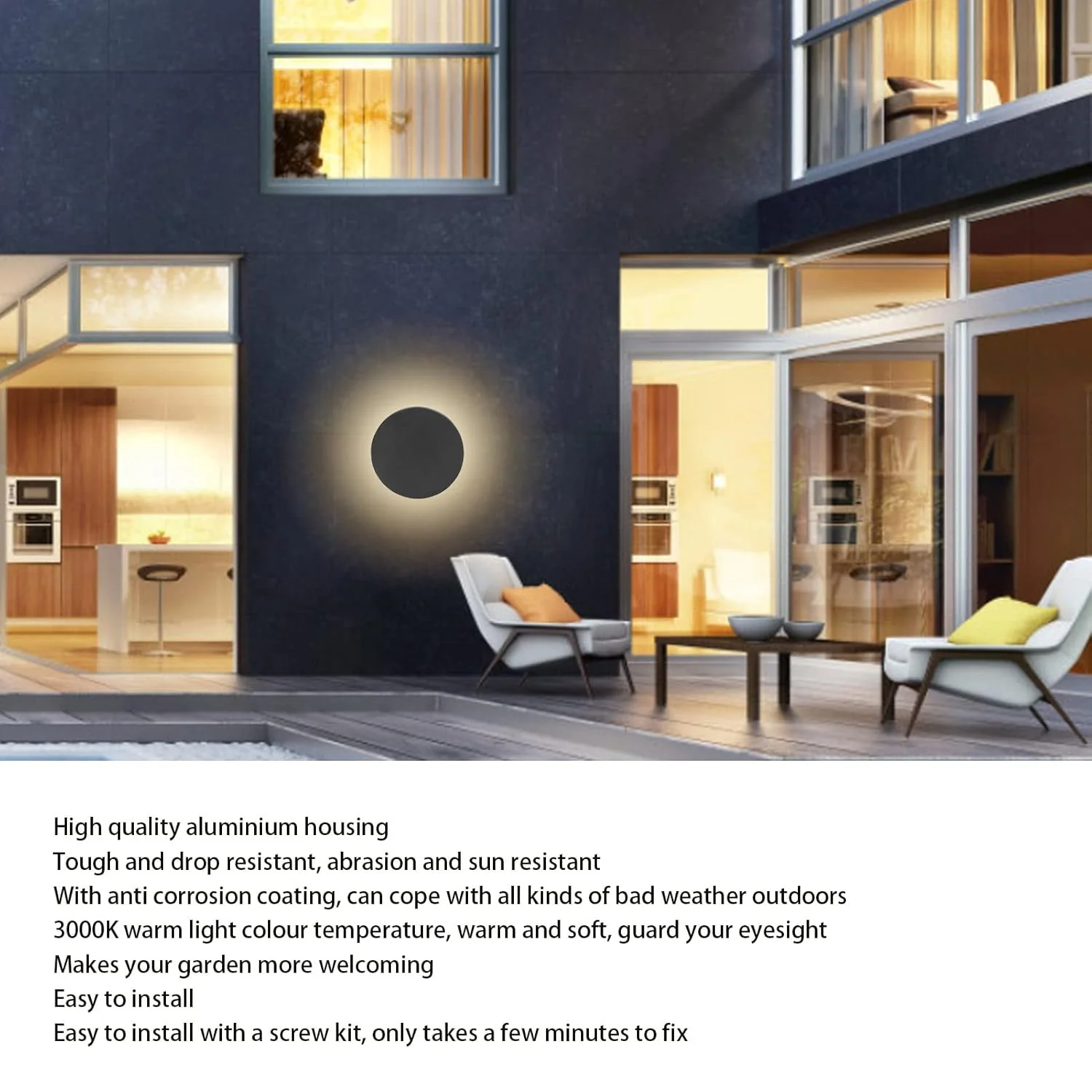 Orangevolt 12w moon light Outdoor LED circular Wall Light Aluminium IP65 for Terrace/Porch/Parking/Over GATE/Outer Area/Backyard FRONTYARD/ Resort Restaurant Pub Cafe - Image 4