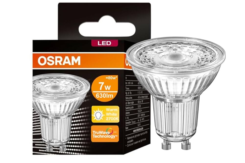 Osram 7W GU10 LED Spotlight | Warm White 3000K, Energy Efficient, Long Life