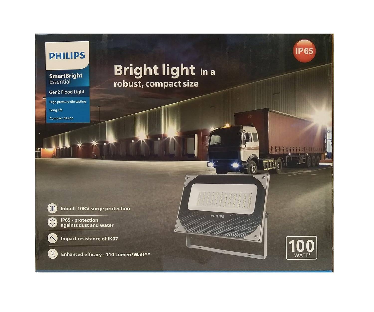 Philips 100W LED Flood Light Warm White 3000K | BVP175 LED110 WW 100W FG GR PSU Led Flood SmartBright Slim | IP65 Outdoor Waterproof - Image 3