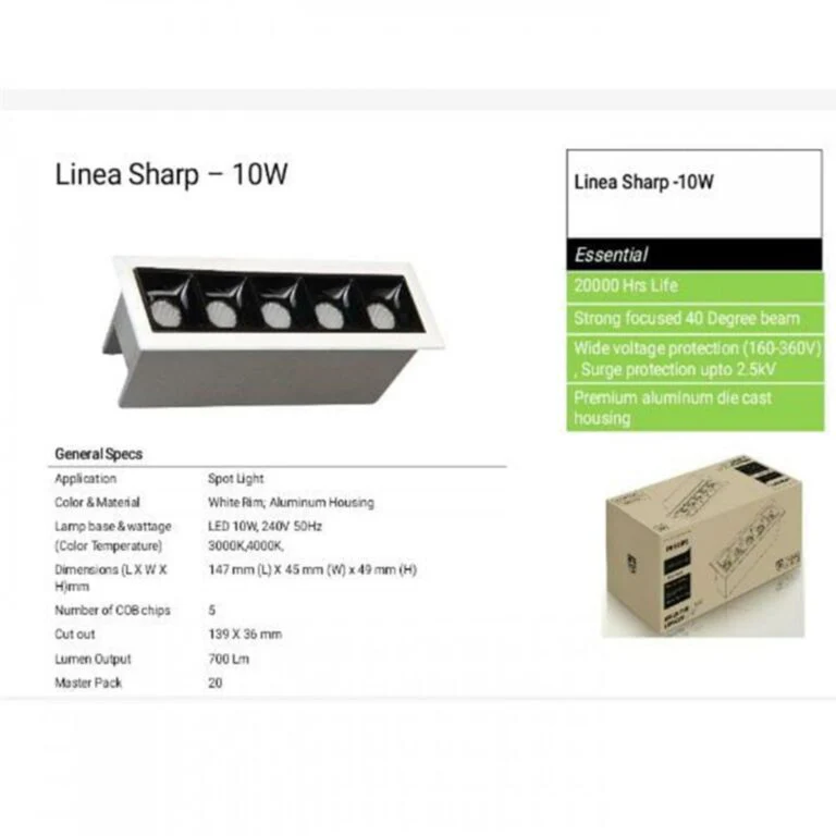 Philips 10W Linea Sharp LED Spot Light – Natural White | High-Brightness Recessed LED Downlight - Image 3