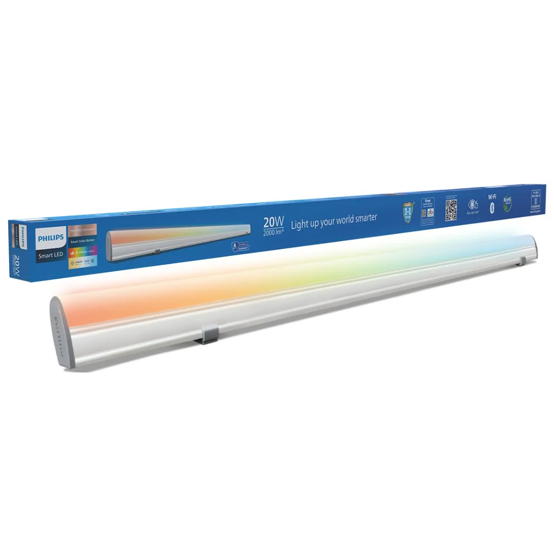 PHILIPS 20-Watt Smart Wi-Fi (WiZ Connected) LED Tubelight | Shades of White + 16M Colours + Dimmable + Pre-Set Modes | Compatible with Amazon Alexa and Google Assistant, Length : 3-Feet