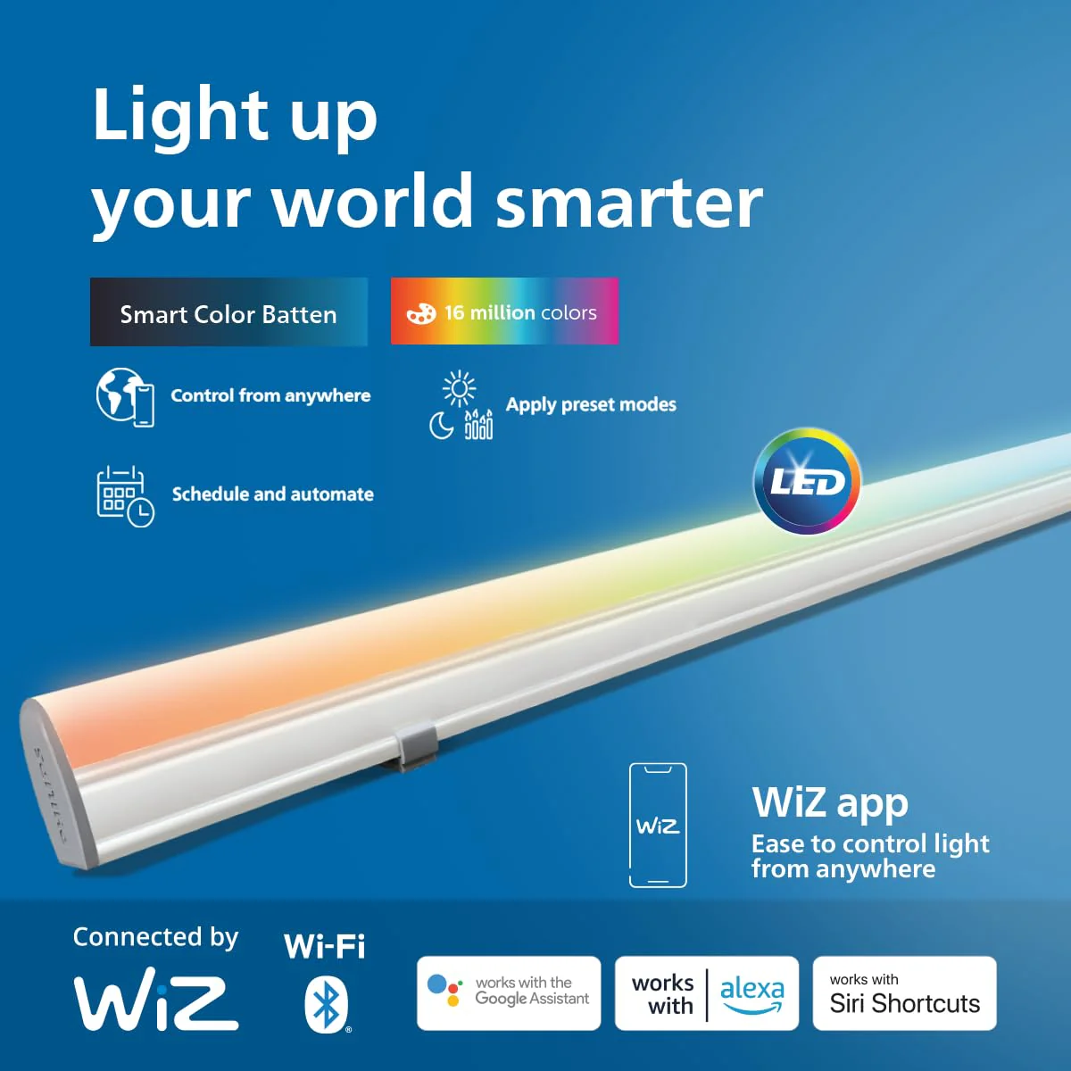 PHILIPS 20-Watt Smart Wi-Fi (WiZ Connected) LED Tubelight | Shades of White + 16M Colours + Dimmable + Pre-Set Modes | Compatible with Amazon Alexa and Google Assistant, Length : 3-Feet - Image 3