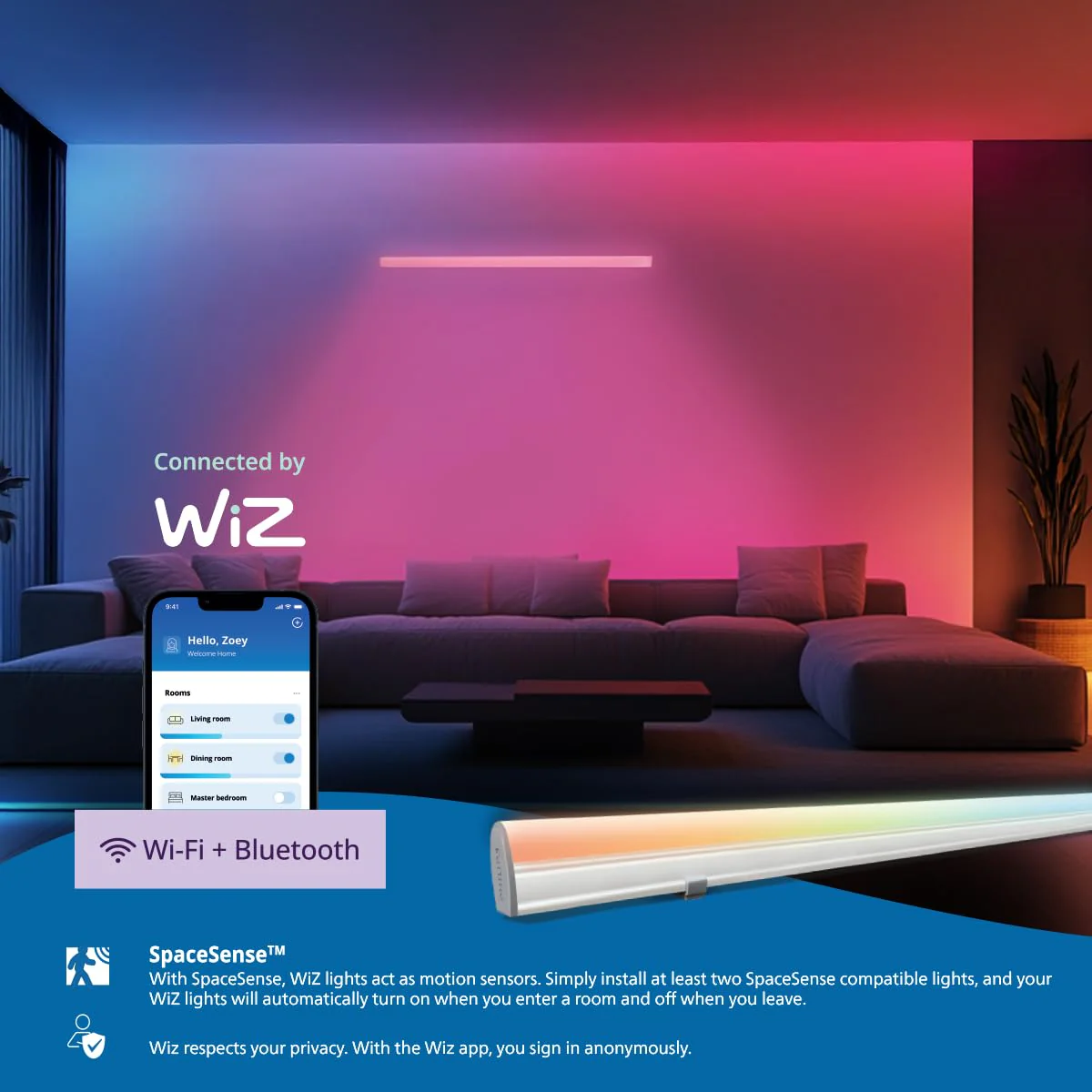PHILIPS 20-Watt Smart Wi-Fi (WiZ Connected) LED Tubelight | Shades of White + 16M Colours + Dimmable + Pre-Set Modes | Compatible with Amazon Alexa and Google Assistant, Length : 3-Feet - Image 6