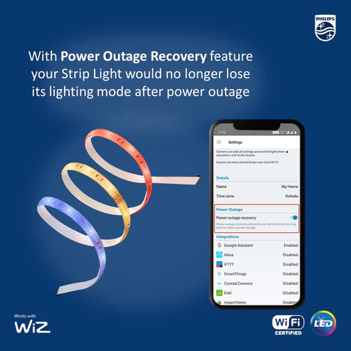 Philips 20W 16M Colours Smart WiFi LED Strip light 2mtr (Wiz Connected) - Image 3