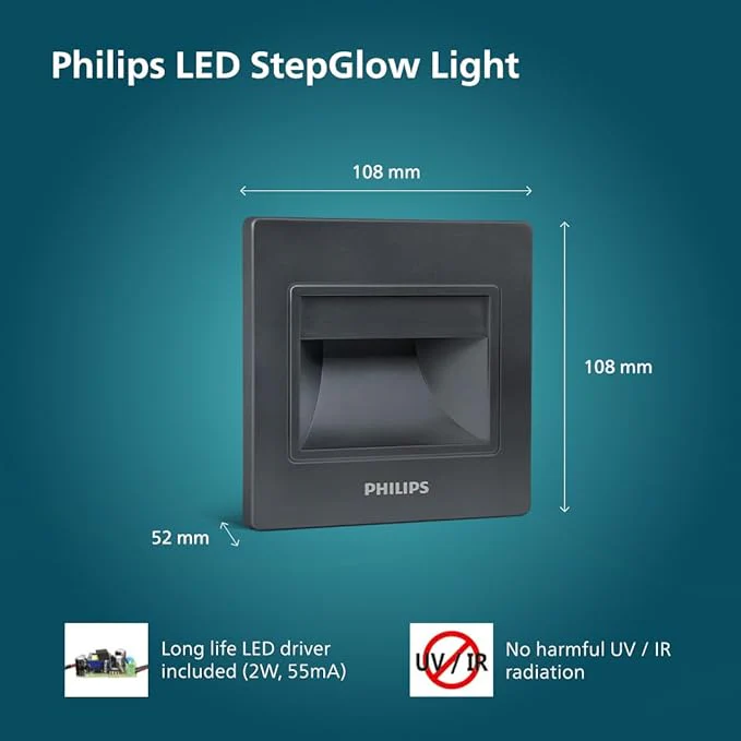 Philips 2W StepGlow LED Step Light 581958 – Outdoor Stair Light Warm White - Image 3