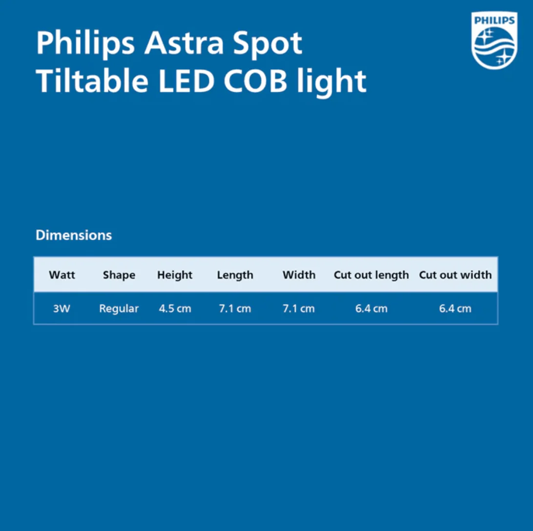 Philips 3W Astra Spot Tiltable LED COB Light Warm White - Image 4