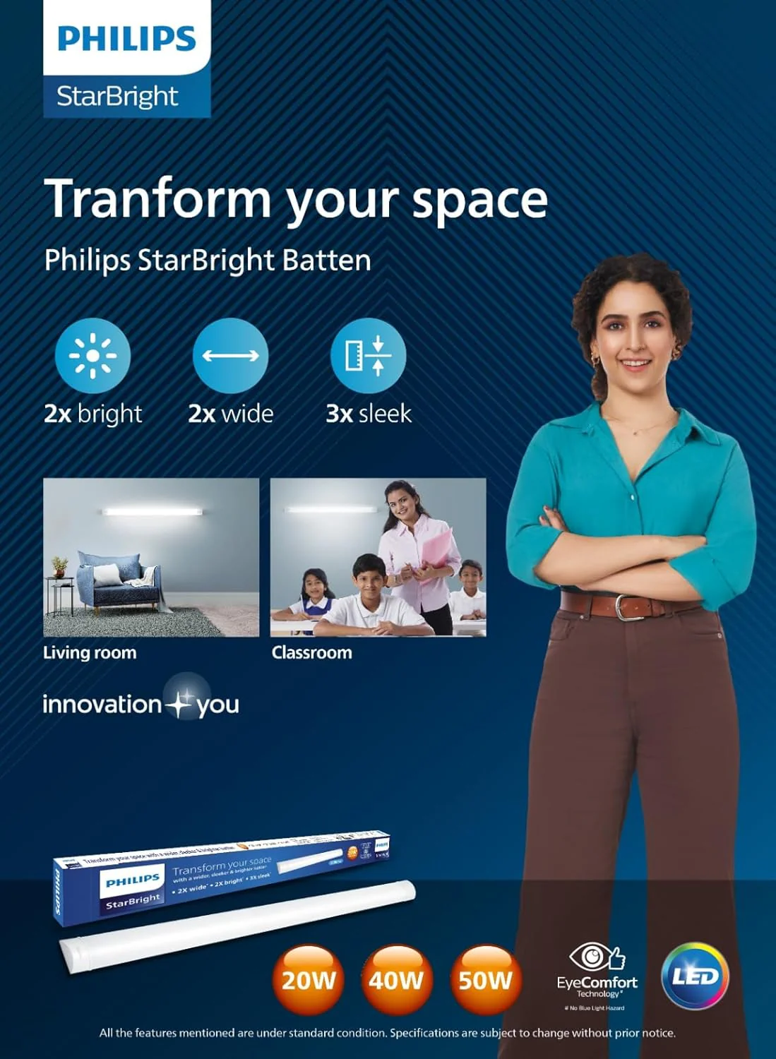 Philips 50W LED Batten Light 4ft | StarBright Modern LED Tubelight Cool Day Light - Image 5