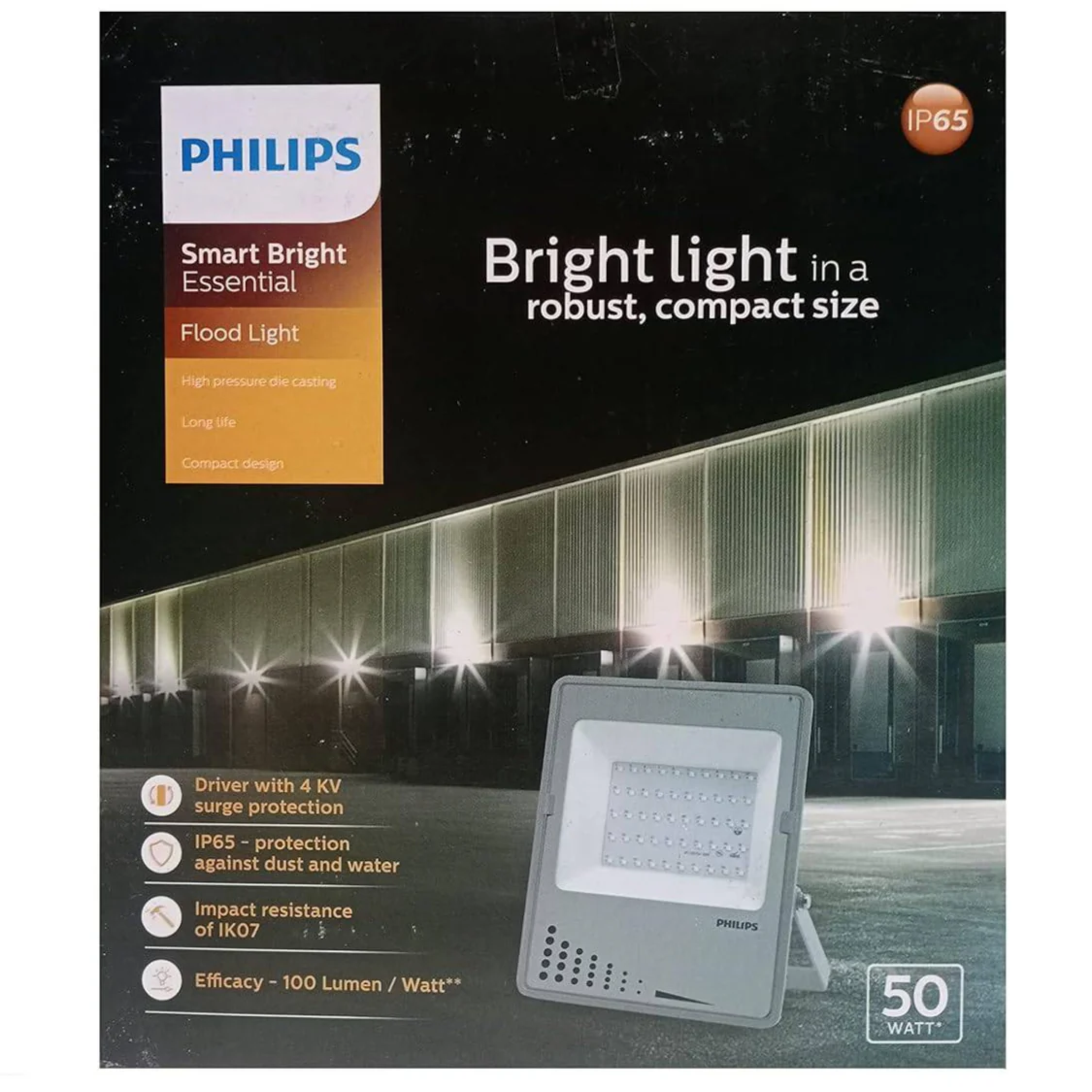 Philips 50W LED Flood Light Cool White | BVP173 LED55 CW 50W FG GR PSU SmartBright Slim | IP65 Outdoor Waterproof Flood Light - Image 3