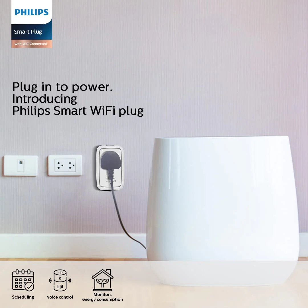 PHILIPS 6-16A Smart WiFi Plug | Wiz Connected Voice Controlled Smart Plug with Energy Consumption Monitoring Pack of 2 - Image 5