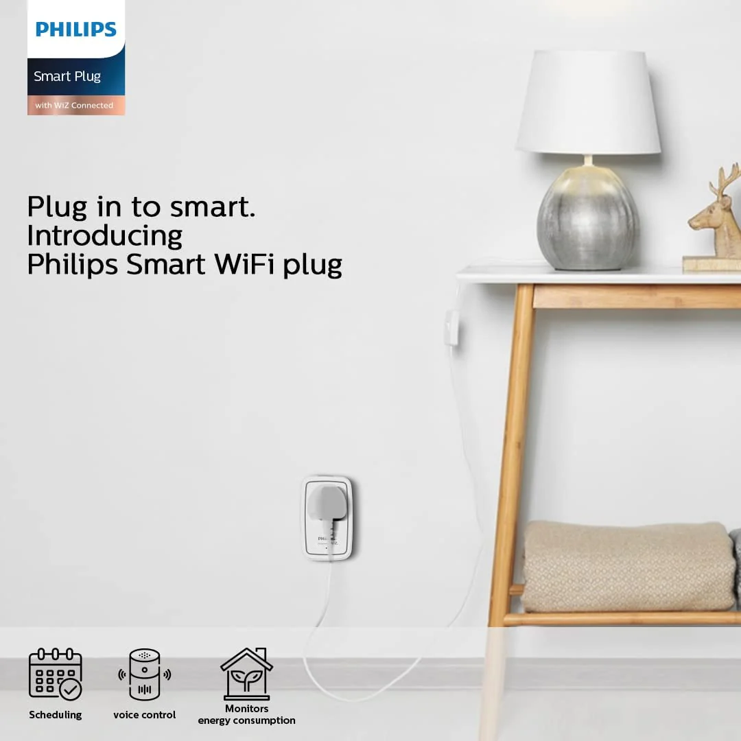 PHILIPS 6-16A Smart WiFi Plug | Wiz Connected Voice Controlled Smart Plug with Energy Consumption Monitoring Pack of 2 - Image 6