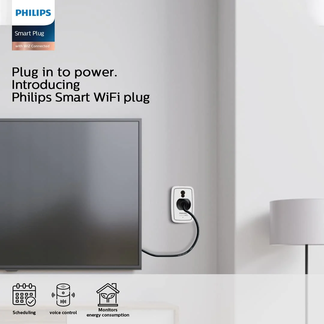 PHILIPS 6-16A Smart WiFi Plug | Wiz Connected Voice Controlled Smart Plug with Energy Consumption Monitoring Pack of 2 - Image 7