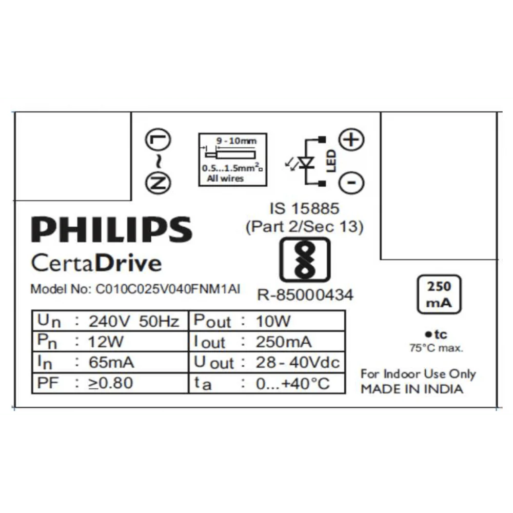 Philips CertaDrive 10w 250mA 240V LED Driver - Image 2