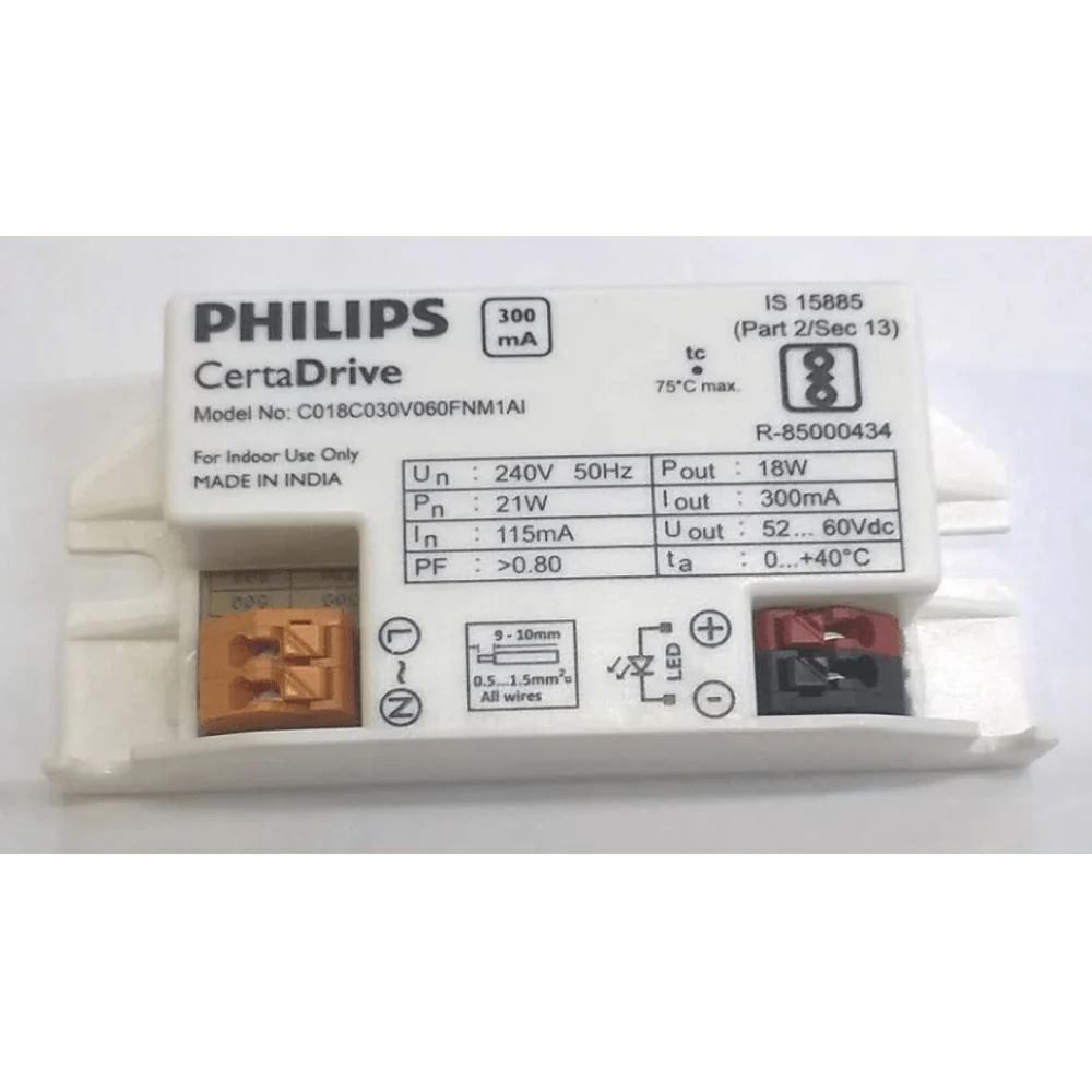 Philips CertaDrive 18W 300mA 240V LED Driver | Philips Constant Current Power Supply for Indoor LED Lighting (Model 929001413406)