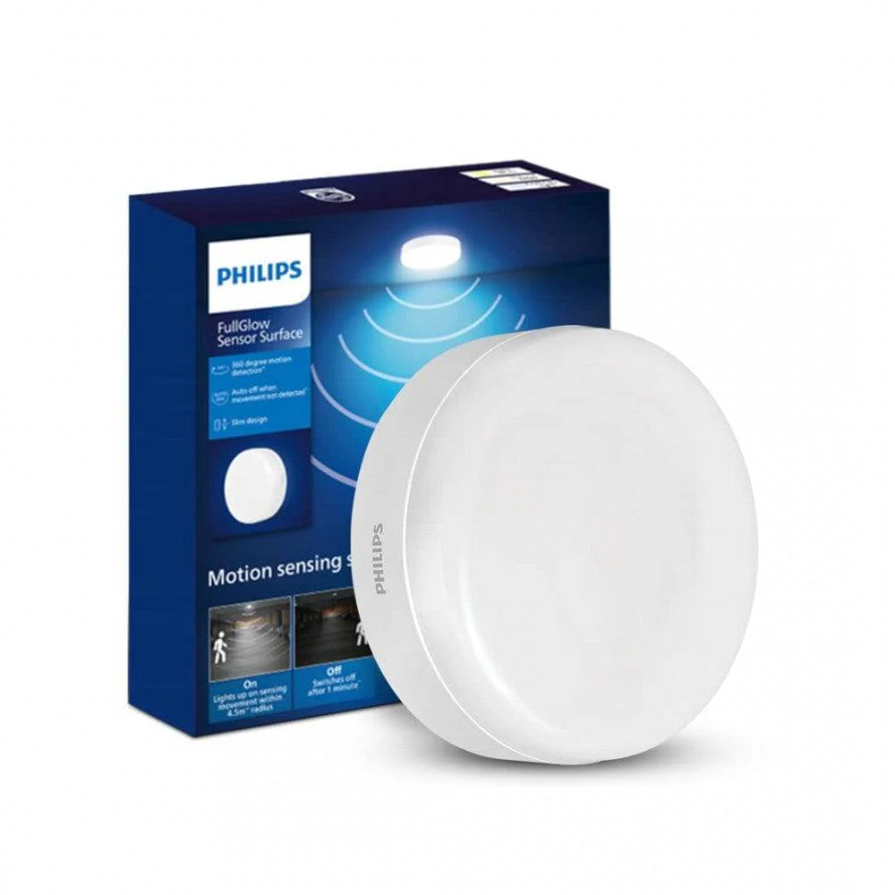 Philips 15-watt Full Glow Motion Sensor LED Surface Downlighter | Round Natural White Ceiling Light | Energy Efficient with Auto On/Off