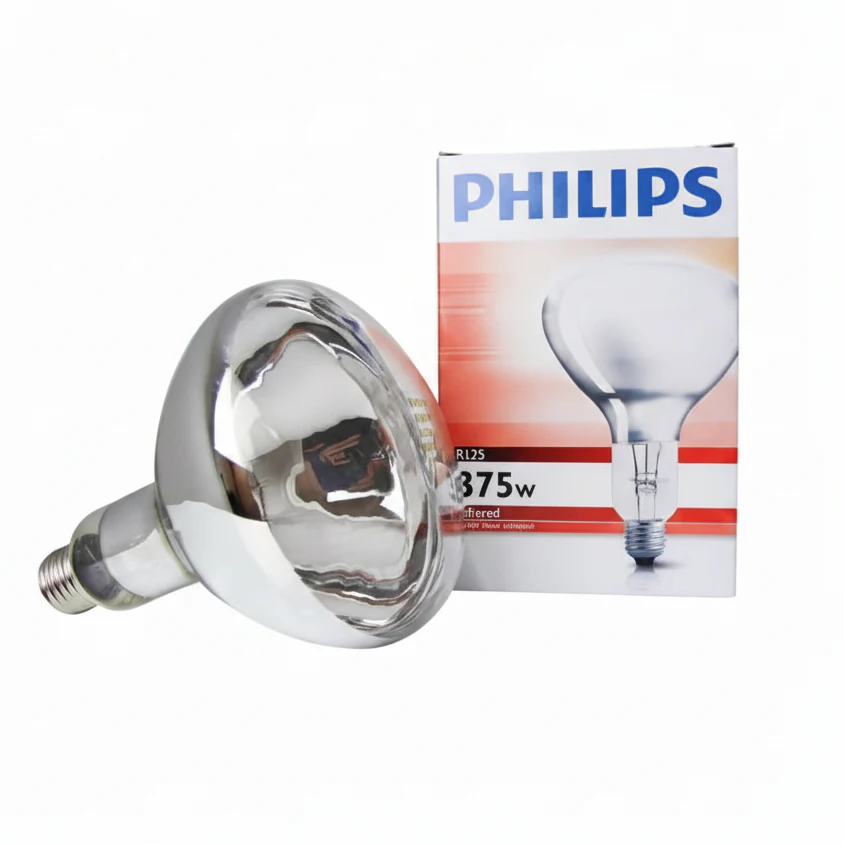 Philips 375w Heating Bulb | 2700K-3000K Warm White | IRR 375W E27 Infrared Heating Lamp Bulb