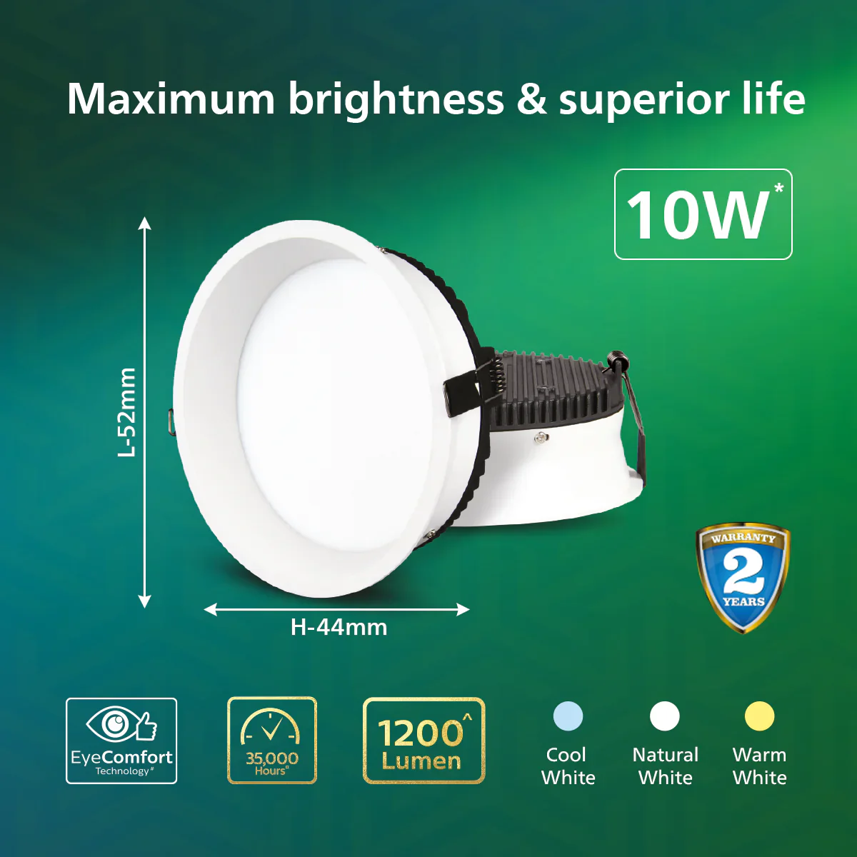 Philips PowerGlow 10w 1200 Lm LED Downlight Cool Day Light - Image 2