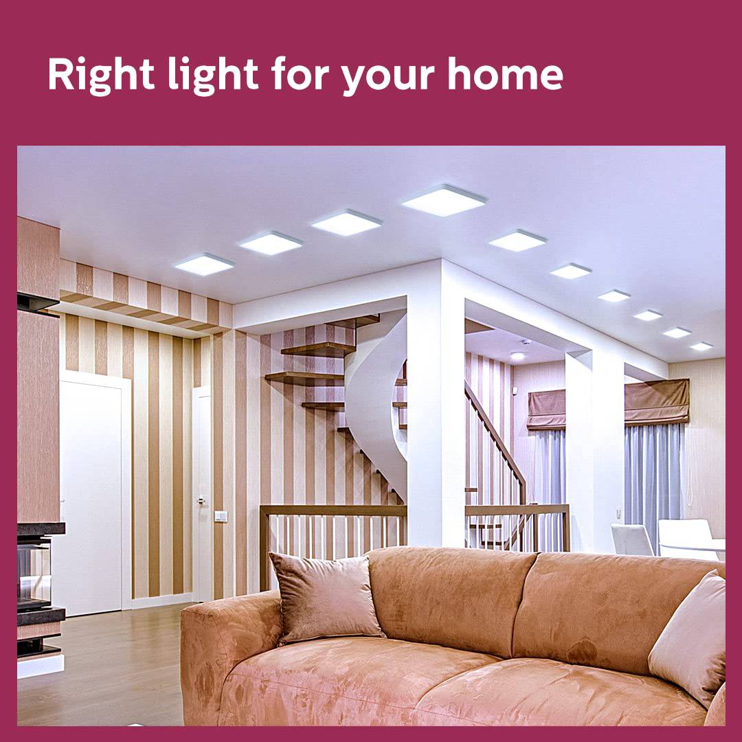 Philips Rimless Full Glow 15W Square LED Surface Downlighter | Cool White 6500K | Modern Indoor Ceiling Light - Image 3