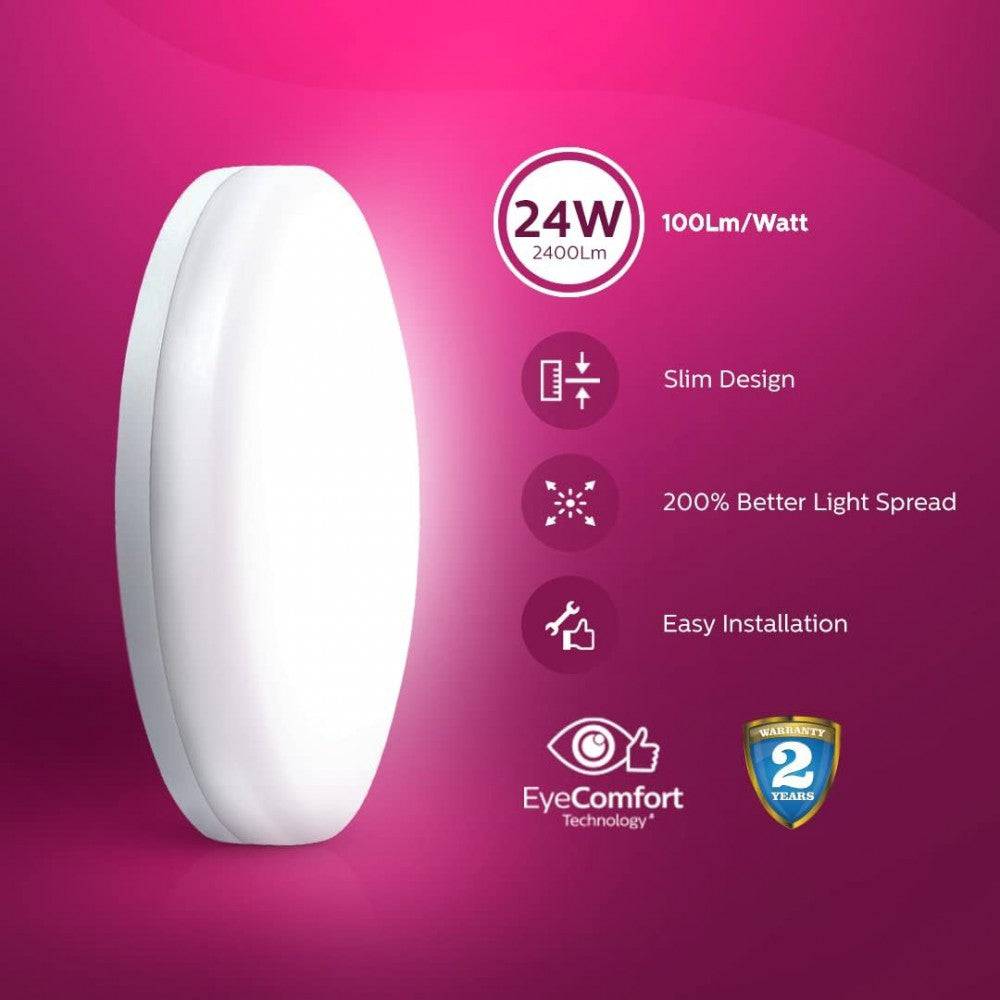 Philips Rimless Full Glow 24W Round LED Surface Downlighter | Warm White 3000K | Modern Indoor Ceiling Light - Image 2