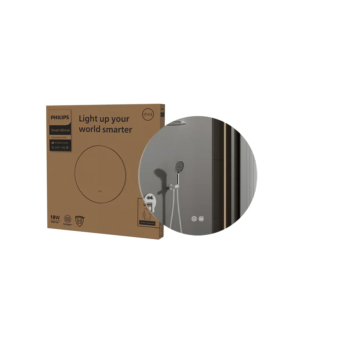 Philips Round Smart Wi-Fi Mirror | LED Backlit, Touch Control, Voice & App Enabled - Image 2