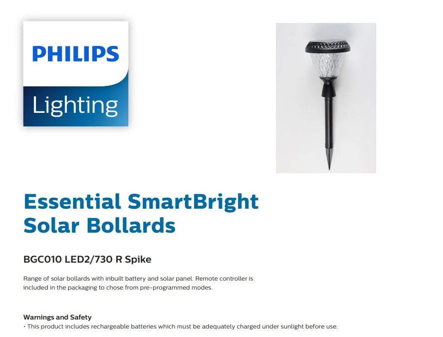 Philips SmartBright Solar Bollard BGC010 LED2/730 R Spike - Image 8