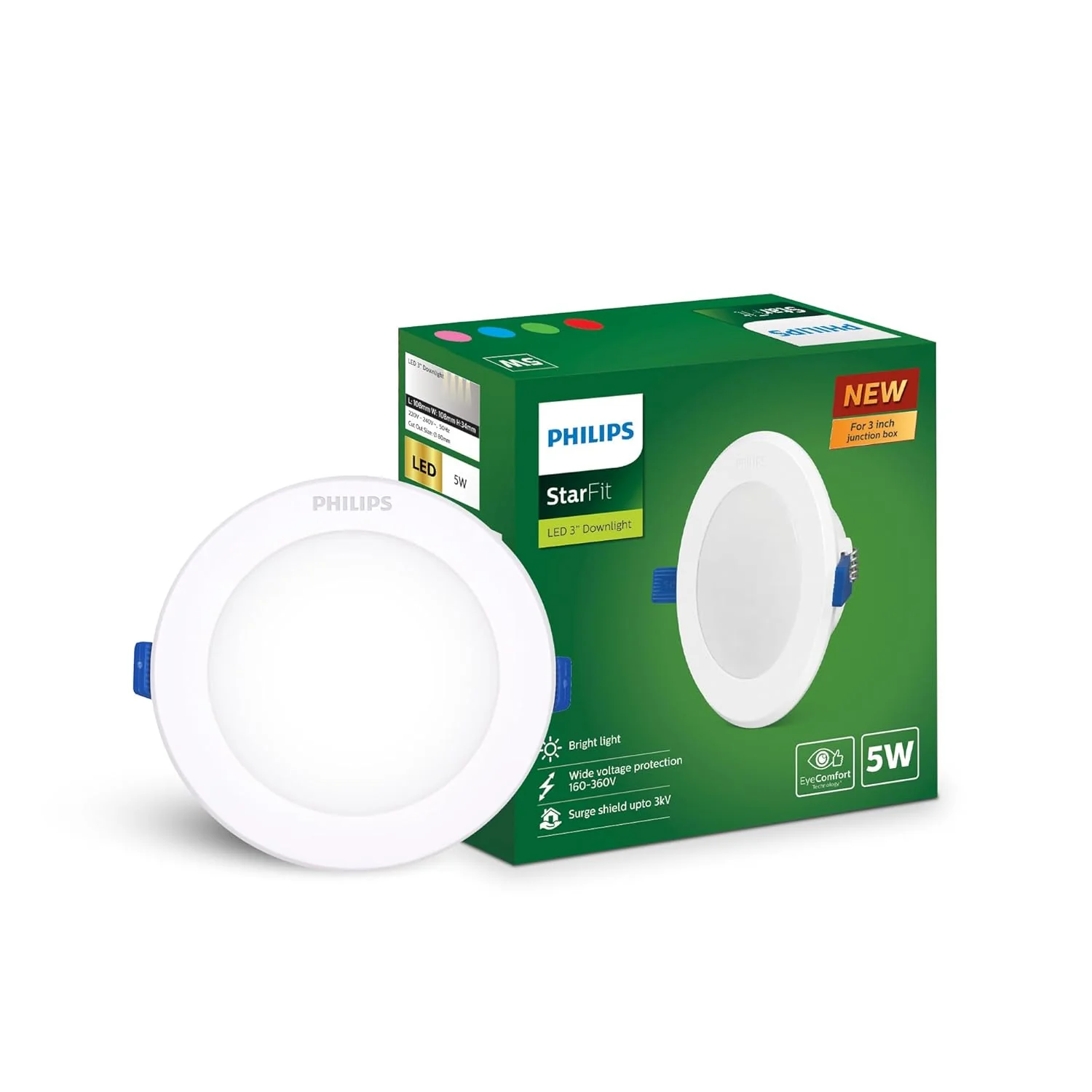 Philips Starfit 5-watt Concealed JB LED downlighter for Ceiling with 3 inch Cut-Out (Natural White)