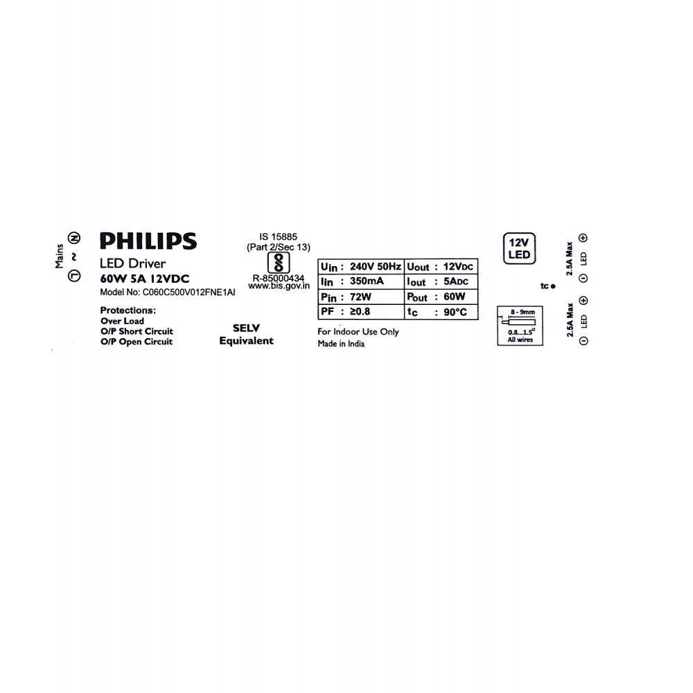Philips Strip Light 60-watt LED Transformer | LED Strip 5A Driver for Power Supply - Image 3