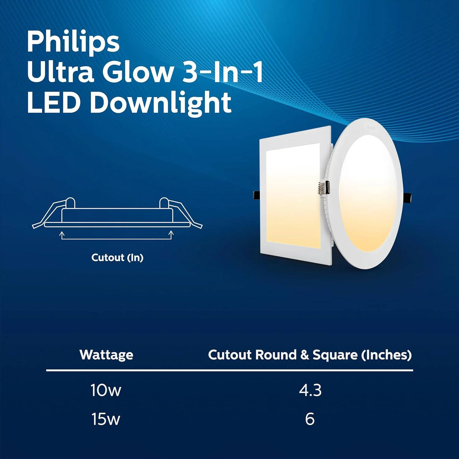 Philips Ultra Glow 10-watt Round LED Downlighter | 3 Colors in 1 Recessed LED Downlight | LED Ceiling Light for Home and Hall | Cut Out: 4 inch, Color: Tunable White - Image 3