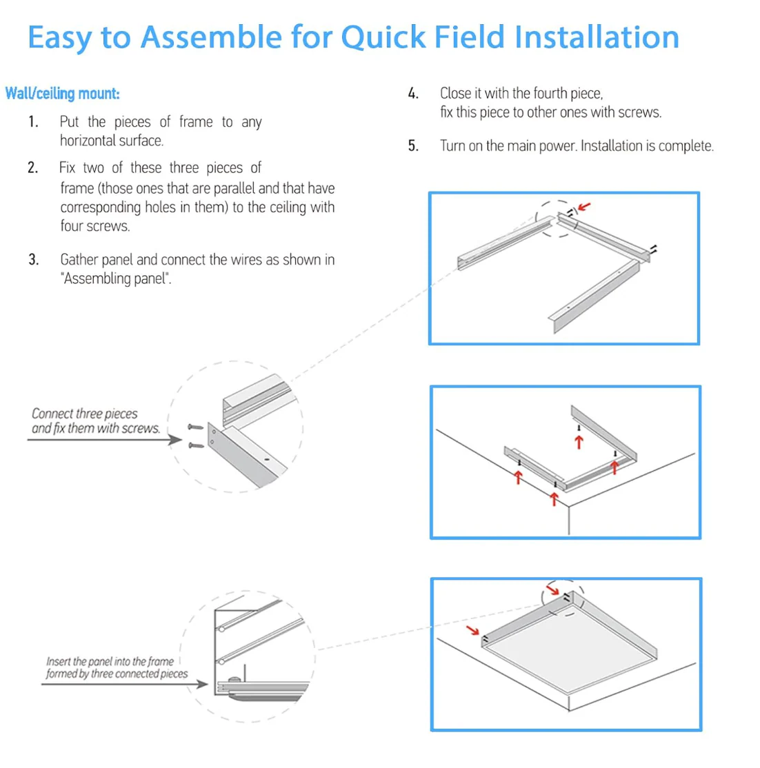 Surface Frame for 2X2 Recessed Panel in Aluminium Body - Image 8